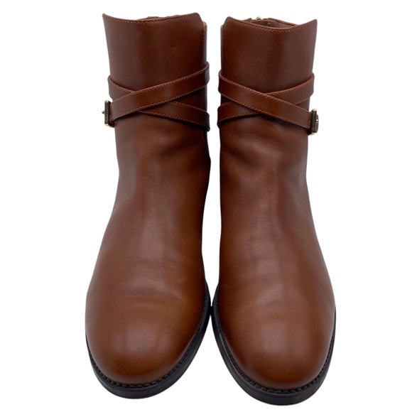 Tory Burch Womens Shoes Sidney Boots Sz 9 Brown Leather Ankle Logo Designer Chic - Picture 4 of 13